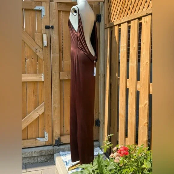 🆕 RAT & BOA 🧿 NWT Deia Slinky Little Brown Jersey Dress, Sz L US 8 - Picture 6 of 15
